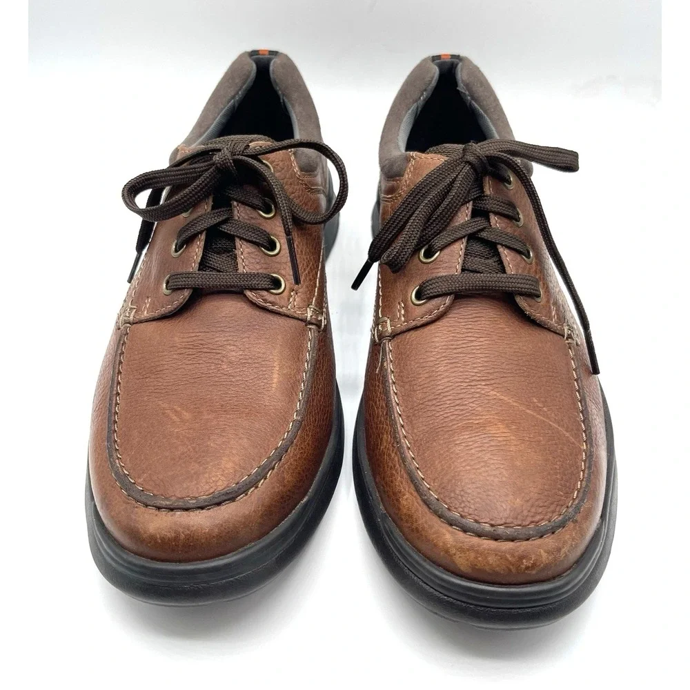 Clarks Bradley Vibe Moc Toe Casual Shoe Men 10 Brown Leather Comfort‎